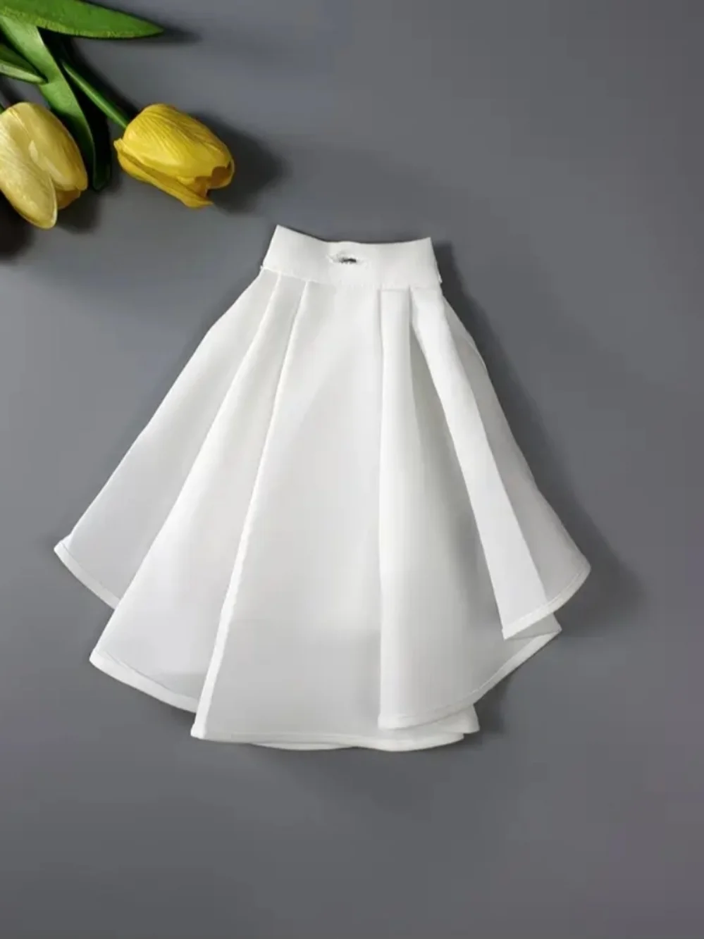 Detachable White Peter Pan Collar Bib with Pleated Jabot - Picture 3 of 5
